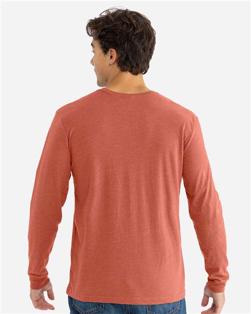 Unisex CVC Long Sleeve T-Shirt - OnModelBack - B03618962 - Heather Redwood