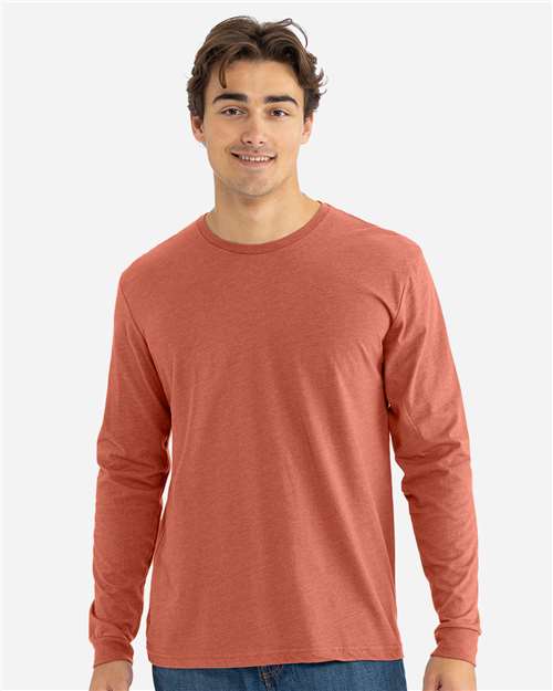 Unisex CVC Long Sleeve T-Shirt - OnModelFront - B03618962 - Heather Redwood