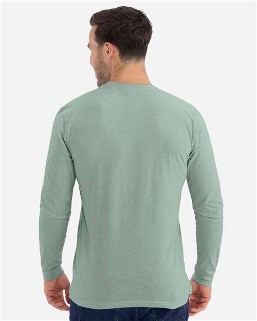 Unisex CVC Long Sleeve T-Shirt - OnModelBack - B03618992 - Heather Seafoam