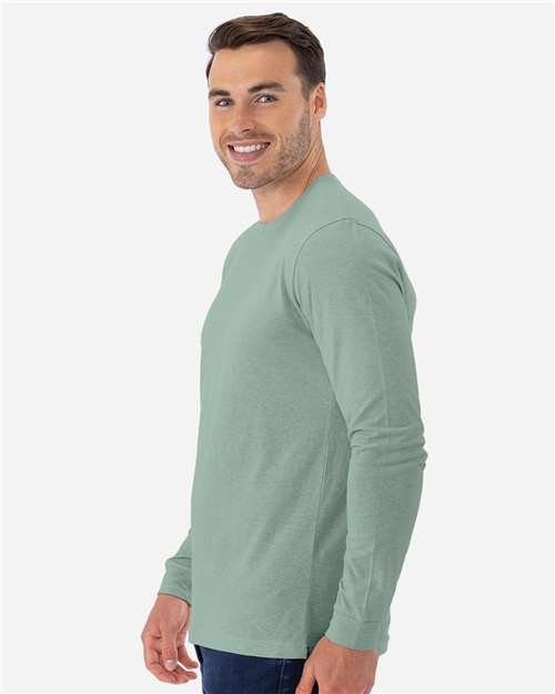 Unisex CVC Long Sleeve T-Shirt - OnModelSide - B03618992 - Heather Seafoam