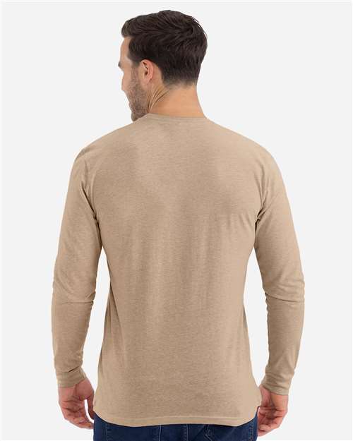 Unisex CVC Long Sleeve T-Shirt - OnModelBack - B03618952 - Heather Tan