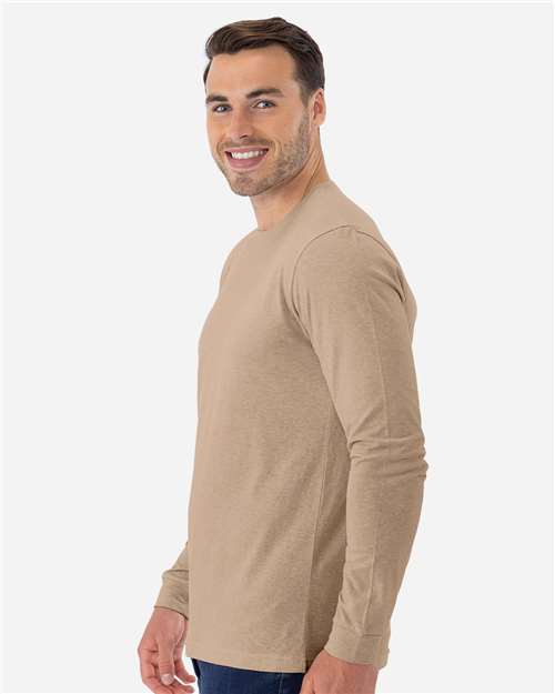 Unisex CVC Long Sleeve T-Shirt - OnModelSide - B03618952 - Heather Tan