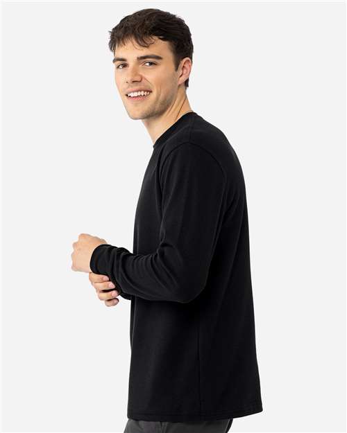 Unisex Ideal Thermal Long Sleeve T-Shirt - OnModelSide - B00018502 - Black
