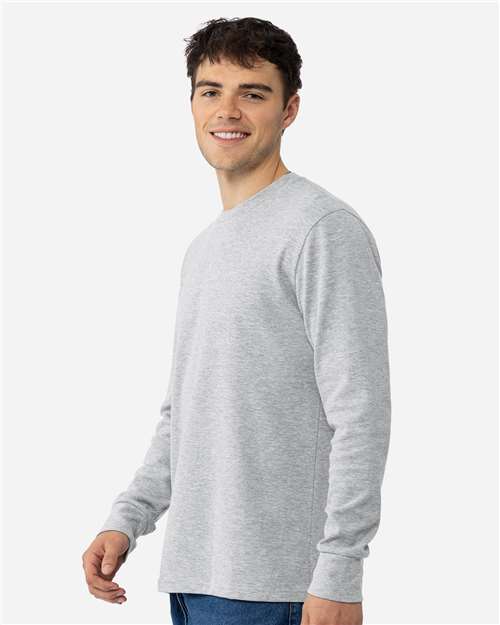 Unisex Ideal Thermal Long Sleeve T-Shirt - OnModelSide - B00018022 - Heather Grey