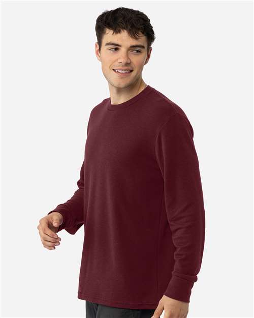 Unisex Ideal Thermal Long Sleeve T-Shirt - OnModelSide - B00018532 - Maroon