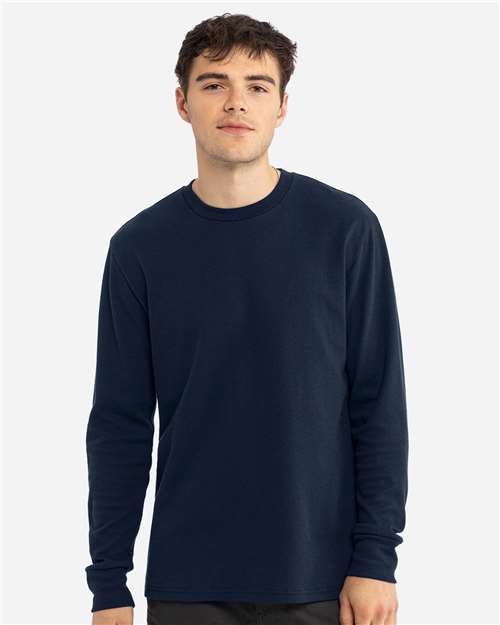 Unisex Ideal Thermal Long Sleeve T-Shirt - OnModelFront - B00018652 - Midnight Navy