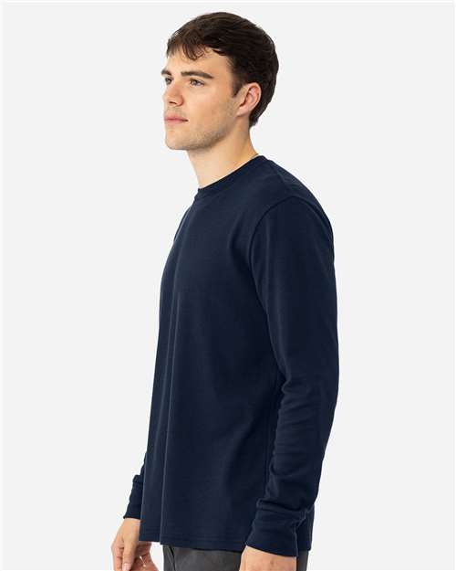 Unisex Ideal Thermal Long Sleeve T-Shirt - OnModelSide - B00018652 - Midnight Navy