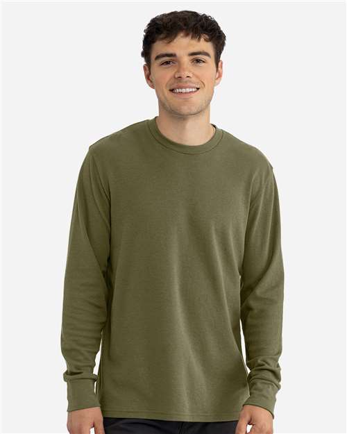 Unisex Ideal Thermal Long Sleeve T-Shirt - OnModelFront - B00018902 - Military Green