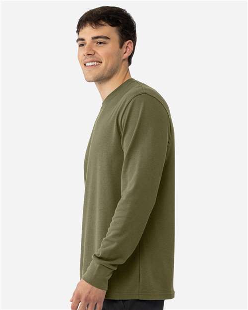 Unisex Ideal Thermal Long Sleeve T-Shirt - OnModelSide - B00018902 - Military Green