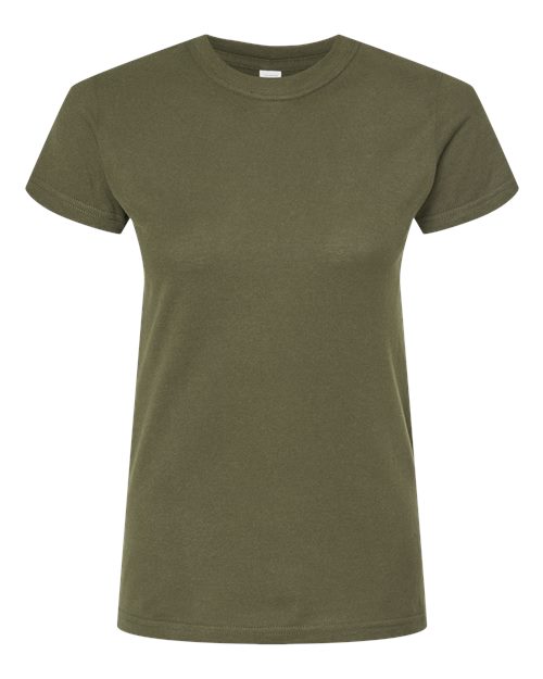 Women's Fine Jersey Slim Fit T-Shirt - Front - B20159542 - Military Green