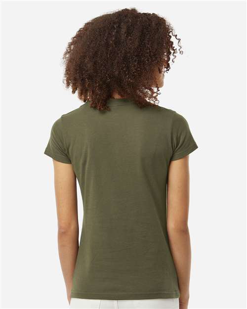 Women's Fine Jersey Slim Fit T-Shirt - OnModelBack - B20159542 - Military Green