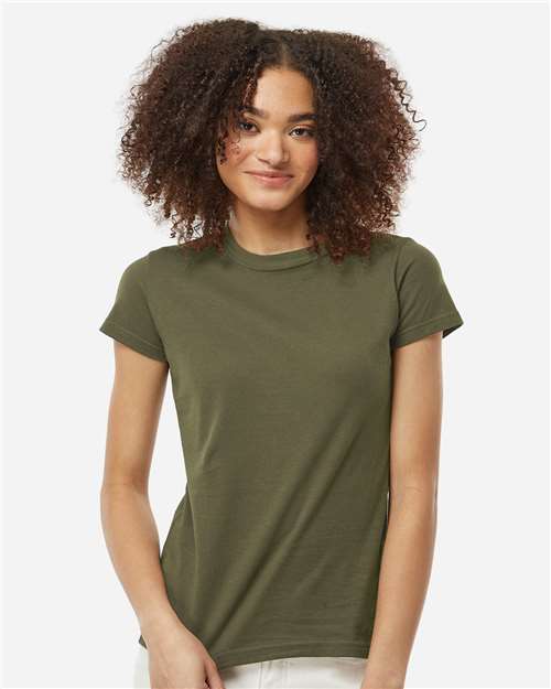 Women's Fine Jersey Slim Fit T-Shirt - OnModelFront - B20159542 - Military Green