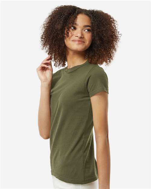 Women's Fine Jersey Slim Fit T-Shirt - OnModelSide - B20159542 - Military Green