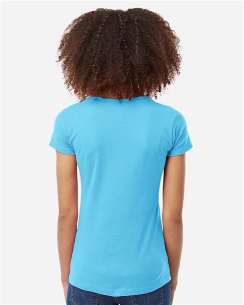 Women's Fine Jersey V-Neck T-Shirt - OnModelBack - B20259042 - Aqua