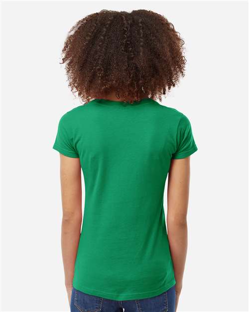 Women's Fine Jersey V-Neck T-Shirt - OnModelBack - B20259902 - Kelly Green