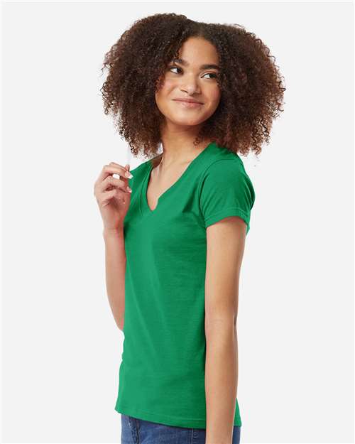 Women's Fine Jersey V-Neck T-Shirt - OnModelSide - B20259902 - Kelly Green