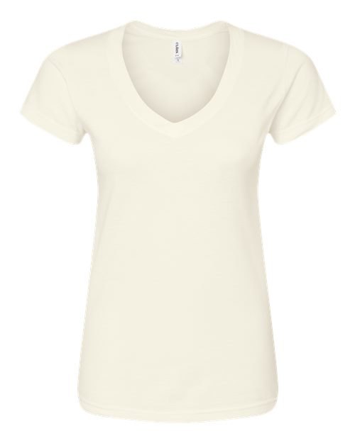 Women's Fine Jersey V-Neck T-Shirt - Front - B20259242 - Natural