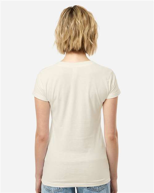 Women's Fine Jersey V-Neck T-Shirt - OnModelBack - B20259242 - Natural