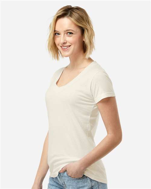 Women's Fine Jersey V-Neck T-Shirt - OnModelSide - B20259242 - Natural