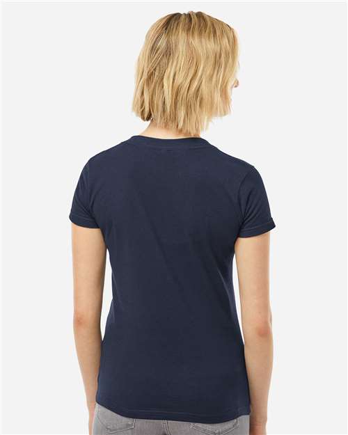 Women's Fine Jersey V-Neck T-Shirt - OnModelBack - B20259652 - Navy