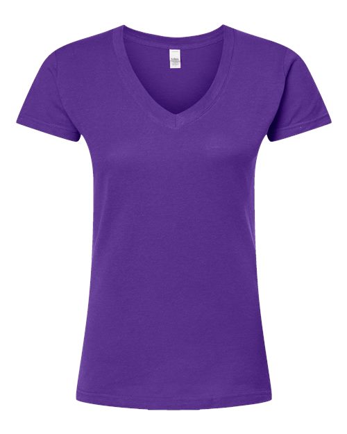 Women's Fine Jersey V-Neck T-Shirt - Front - B20259672 - Purple