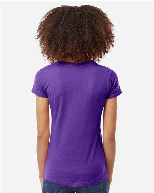 Women's Fine Jersey V-Neck T-Shirt - OnModelBack - B20259672 - Purple
