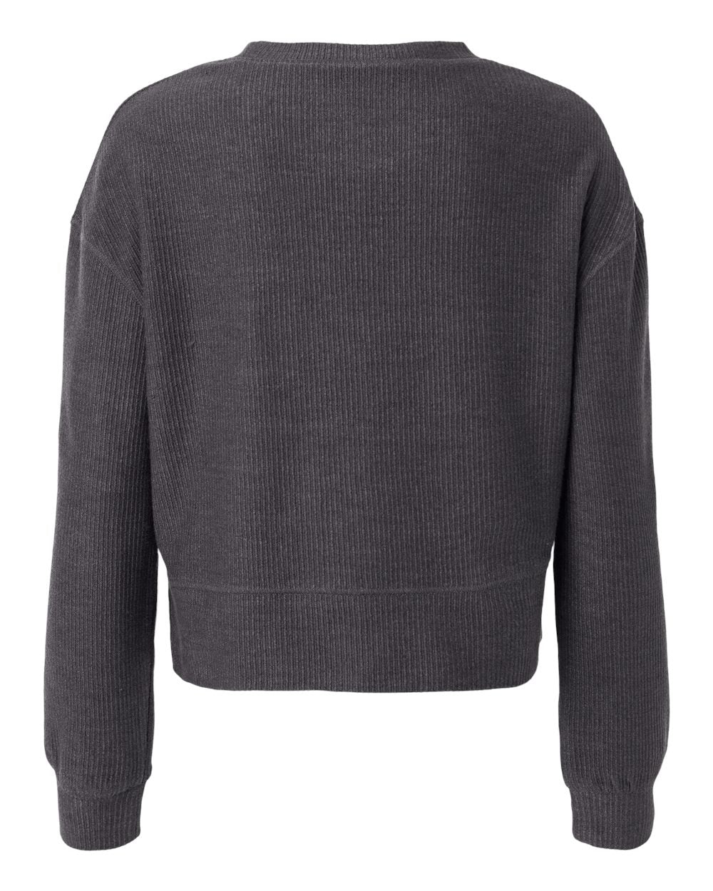 Women's Ribbed Knit Cropped Boxy Crew - Back - B21803502 - Black