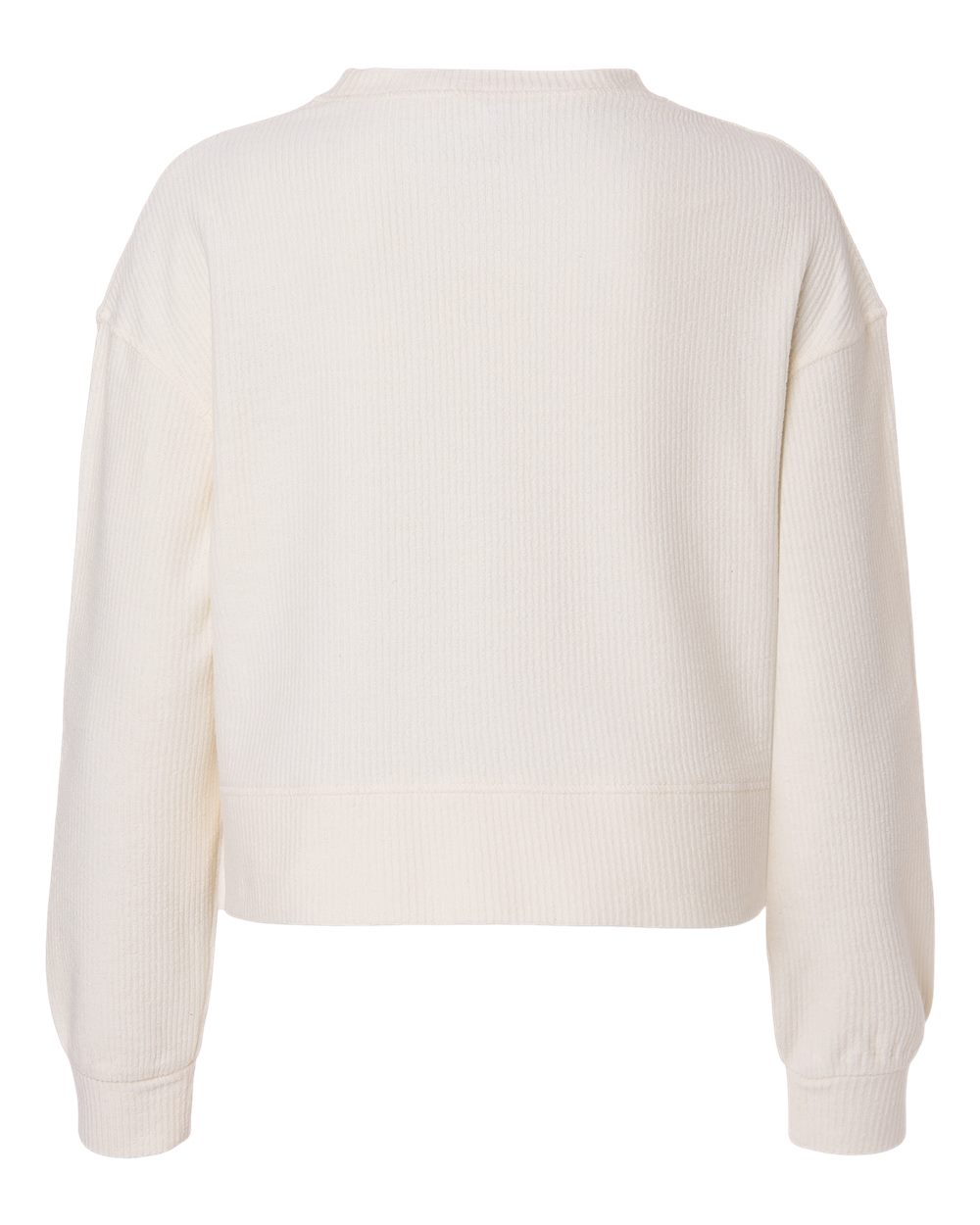 Women's Ribbed Knit Cropped Boxy Crew - Back - B21803242 - Natural