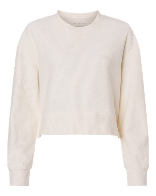 Women's Ribbed Knit Cropped Boxy Crew - Front - B21803242 - Natural