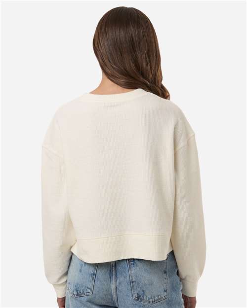 Women's Ribbed Knit Cropped Boxy Crew - OnModelBack - B21803242 - Natural