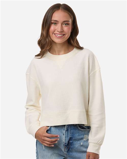 Women's Ribbed Knit Cropped Boxy Crew - OnModelFront - B21803242 - Natural