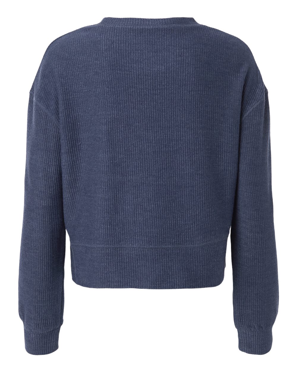 Women's Ribbed Knit Cropped Boxy Crew - Back - B21803652 - Navy