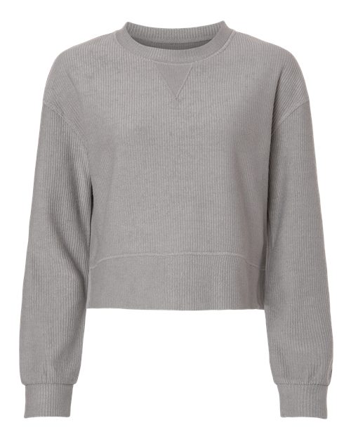 Women's Ribbed Knit Cropped Boxy Crew - Front - B21803092 - Oxford