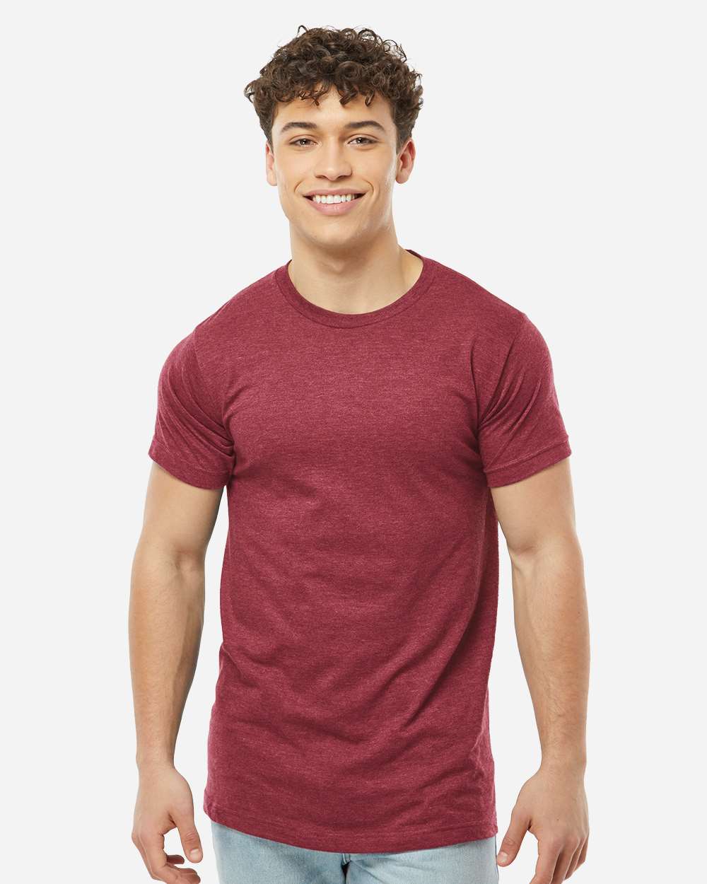 Fine Jersey T-Shirt - OnModelFront - B10259542 - Heather Cardinal