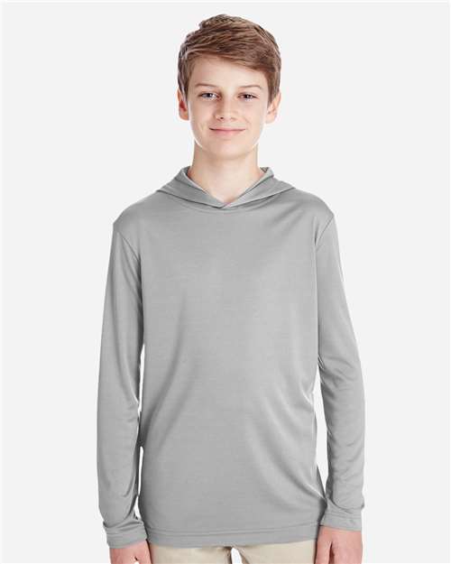 Youth Zone Performance Hooded T-Shirt - OnModelFront - B713D9093 - Sport Silver