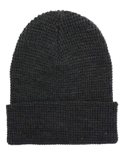 Waffle Cuffed Knit Beanie - Front - B40995590 - Dark Grey
