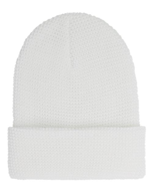 Waffle Cuffed Knit Beanie - Front - B40995000 - White