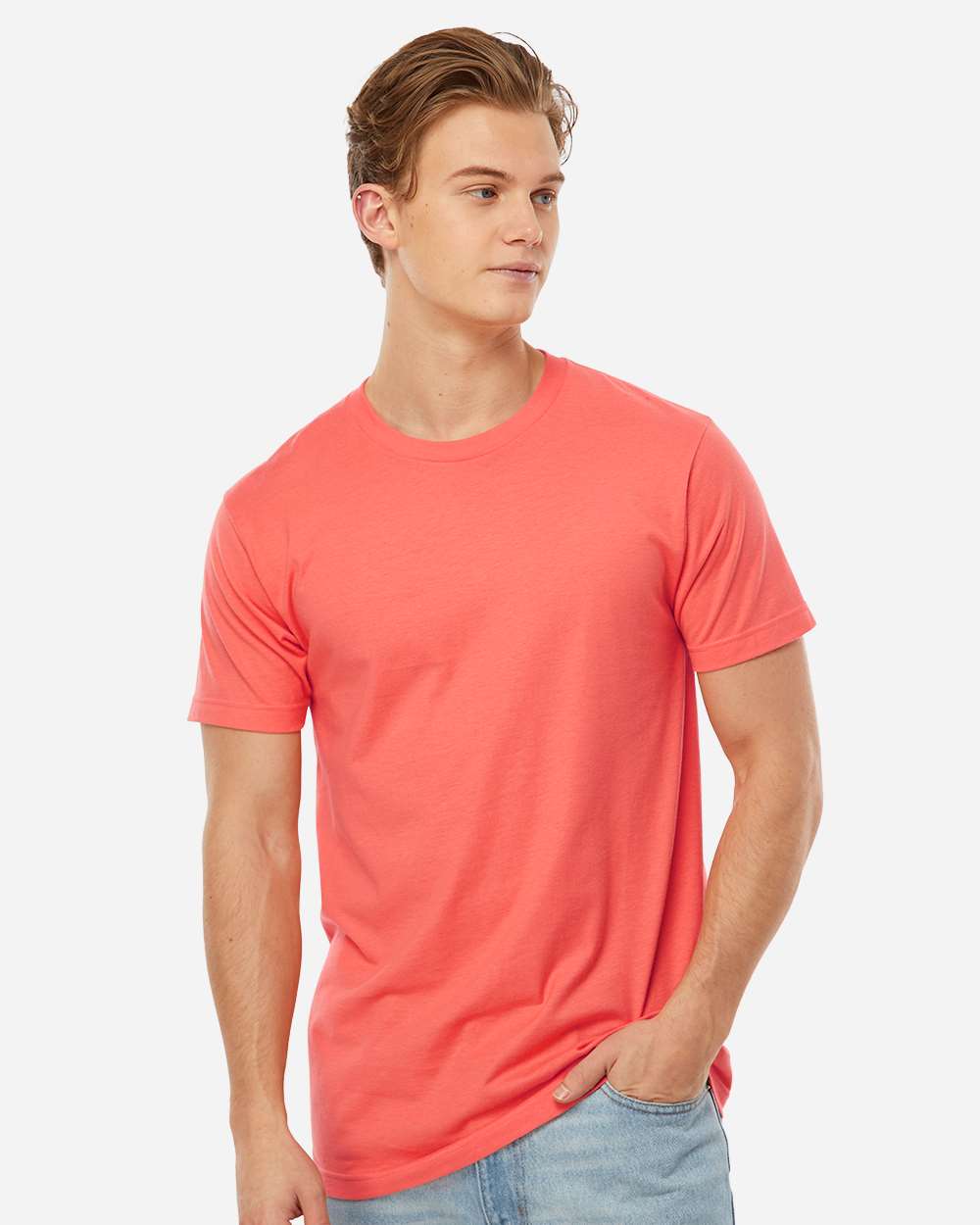 Fine Jersey T-Shirt - OnModelFront - B10259632 - Bright Coral