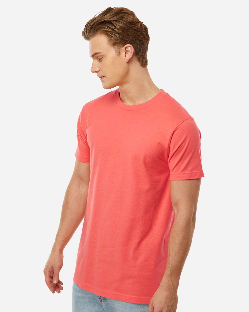 Fine Jersey T-Shirt - OnModelSide - B10259632 - Bright Coral