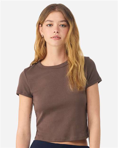 Women's Micro Rib Baby Tee - OnModelFront - B15706602 - Solid Cocoa Blend
