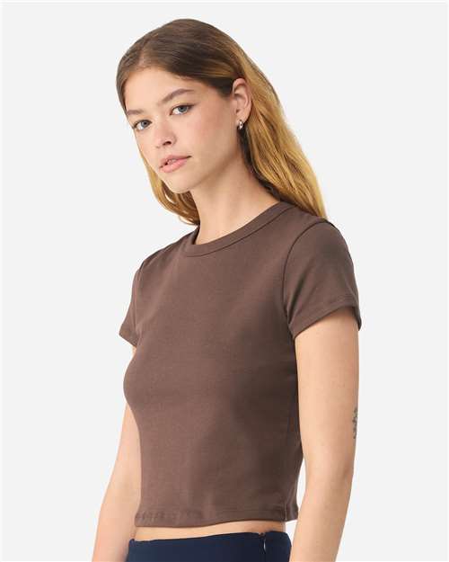 Women's Micro Rib Baby Tee - OnModelSide - B15706602 - Solid Cocoa Blend