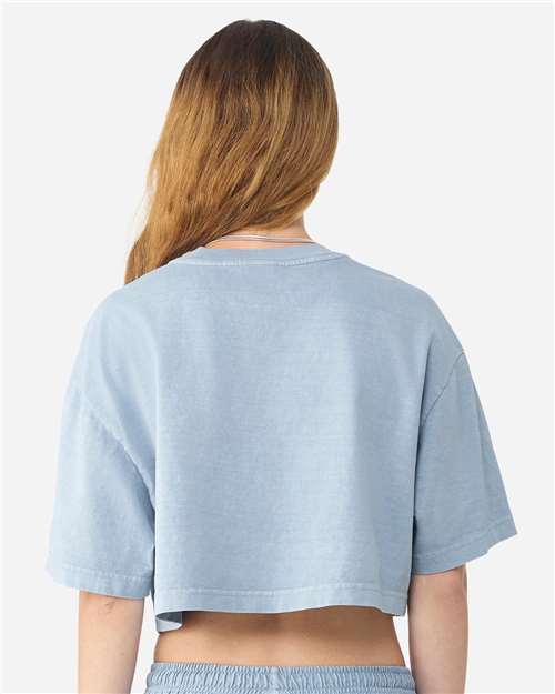 Women's Garment-Dyed Cropped Tee - OnModelBack - B09206253 - Light Washed Denim