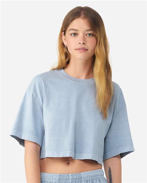 Women's Garment-Dyed Cropped Tee - OnModelFront - B09206253 - Light Washed Denim