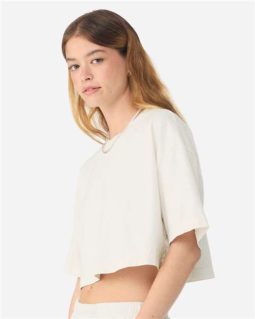 Women's Garment-Dyed Cropped Tee - OnModelSide - B09206003 - Vintage White