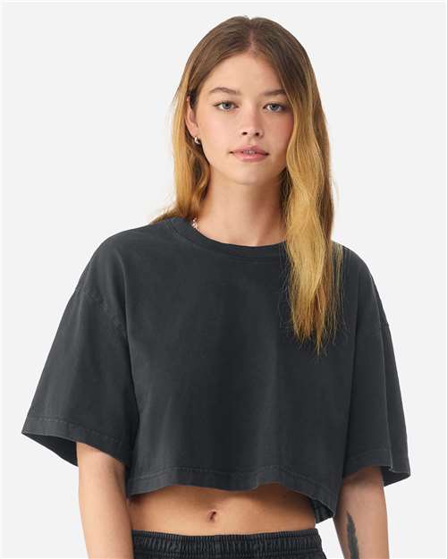Women's Garment-Dyed Cropped Tee - OnModelFront - B09206503 - Washed Black