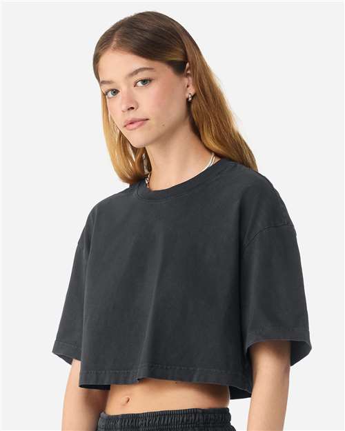 Women's Garment-Dyed Cropped Tee - OnModelSide - B09206503 - Washed Black