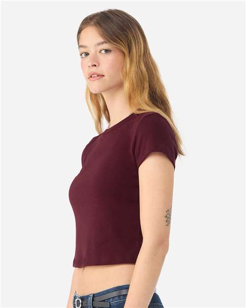 Women's Micro Rib Baby Tee - OnModelSide - B15706532 - Solid Maroon Blend