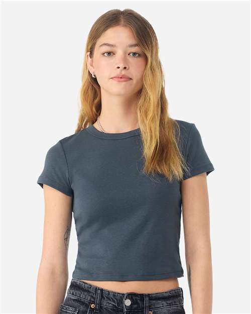 Women's Micro Rib Baby Tee - OnModelFront - B15706662 - Solid Vintage Navy Blend