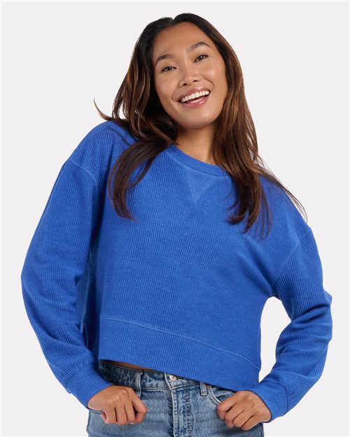 Women's Ribbed Knit Cropped Boxy Crew - styleImage