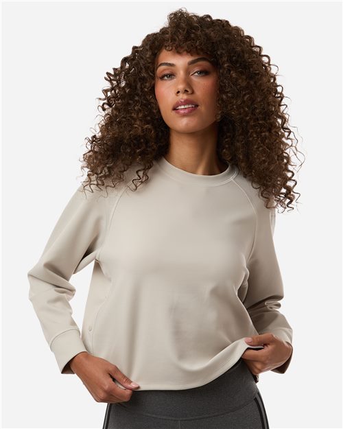 Women's Beyond Side-Snap Crewneck Sweatshirt - styleImage